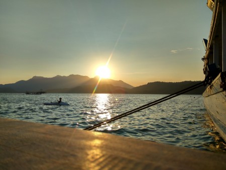 Enjoying Sunset with Canoe