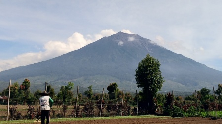 Pagi yang cerah untuk petani tersenyum