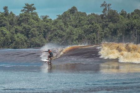 surfing di ombak sungai kampar