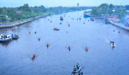 suasana petang belimau kampung bandar sungai siak